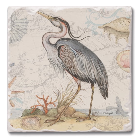 Thirstystone "Shoreline Blue Heron" 4-Pack Tumbled Tile Coasters