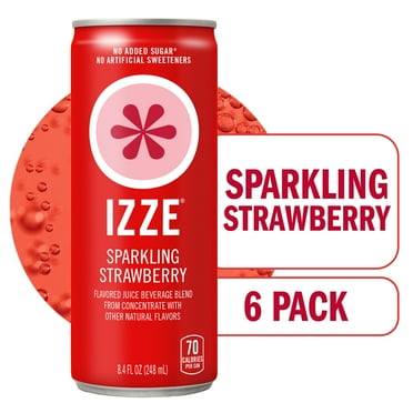 IZZE Sparkling Juice Beverage Blend, Strawberry, No Sugar Added, 8.4 FL OZ, 6 Cans