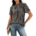 thumbnail image 6 of WIHOLL Womens Summer Tops Puff Sleeve Shirts Mock Neck Pleated Business Work Blouses Casual Summer Workout Outfits, 6 of 11