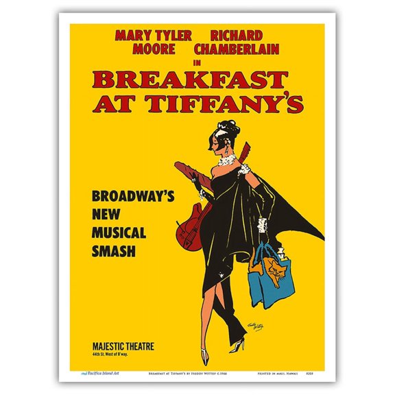 Breakfast at Tiffany's - Starring Mary Tyler Moore and Richard Chamberlain - Vintage Broadway Poster by Freddy Wittop c.1966 - Master Art Print (Unframed) 9in x 12in