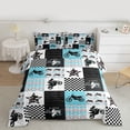 thumbnail image 2 of Feelyou Extreme Motorcycle Sport Queen Comforter Set, Stripes Checkered Buffalo Bedding Sets, Teens Kids Boys Girls Reversible Bedding Comforter Set, Super Cozy Room Decor, 3-Piece, 2 of 8
