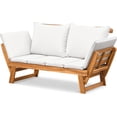 thumbnail image 2 of Flamaker Outdoor Couch with Adjustable Armrests, Acacia Wood Patio Loveseat with Soft Cushions, Convertible Patio Furniture for Balcony, Porch, Backyard (Grey), 2 of 8