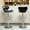 Black, variant on Swivel Barstool with Footrest, Grey Faux Leather Set of 2 / For Casual Home Use