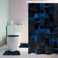 thumbnail image 5 of Debonair 4 Pcs Bathroom Shower Curtain Set,Durable Bathroom Decor Set with Rugs(Bath Mat,U Shape and Toilet Lid Cover Mat) and 12 Hooks, 3D Cubes Modern Bathroom Sets, 5 of 6