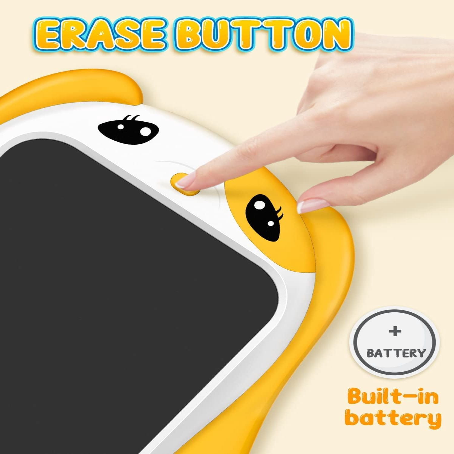 CHEERFUN LCD Writing Tablet for Kids New Year Gift, 10 Inch Doodle Board Toy for Boys Girls, Yellow
