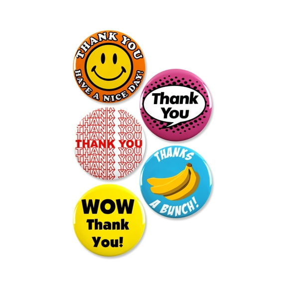5 Pack - Thanks A Bunch Appreciation Thank You Pinback Buttons - 2.25 Inch