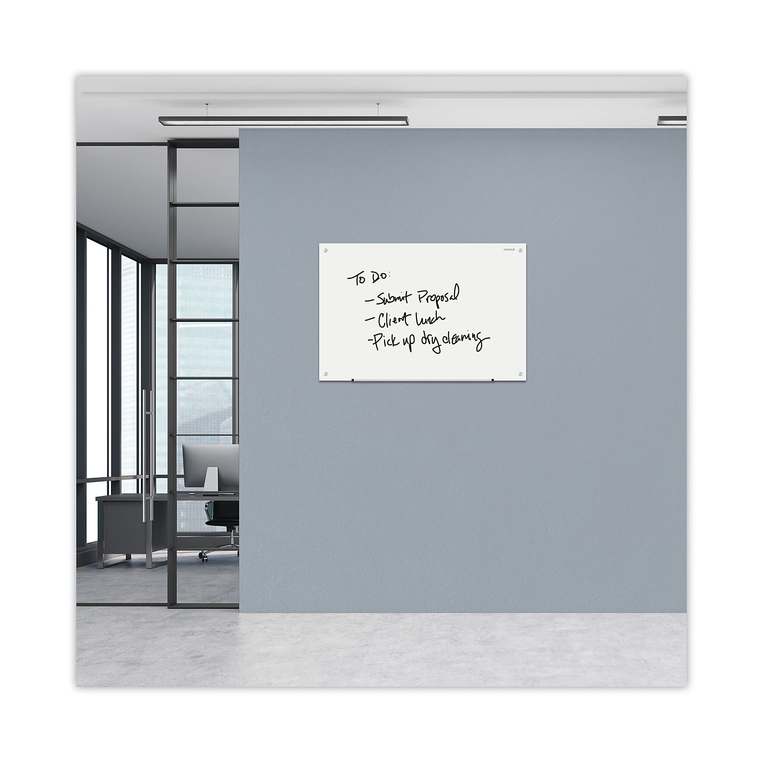 Universal UNV43232 36 in. x 24 in. Frameless Glass Marker Board - White