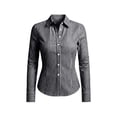 thumbnail image 4 of Womens Long Sleeve Striped Button Down Blouse Tops Slim Fit Collared Dress Shirts, 2026 Summer Casual Business Office Work Outfits Wrinkle Free Trendy Clothes, 4 of 5