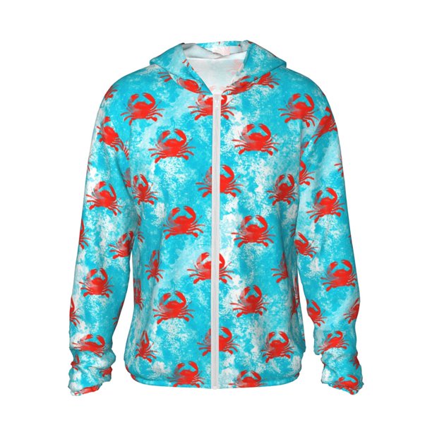 Balery Crab Swims In The Ocean Sudadera ligera de manga larga con capucha y protección solar UPF 50+ para hombre y mujer, ideal para pesca y running-Small