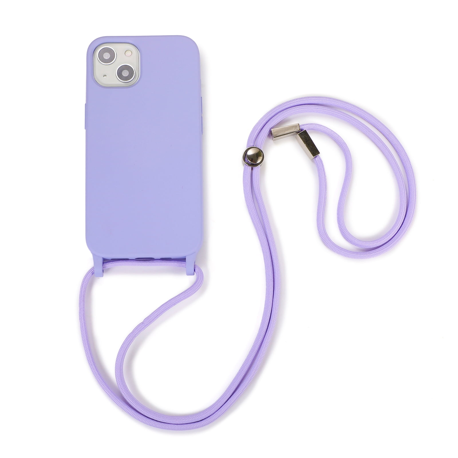 Feishell Crossbody Lanyard Case for iPhone 13,Adjustable Strap Shockproof Drop Protection Soft Flexible Silicone Cover Shockproof Protective Phone Case Cover for Women Men,Purple