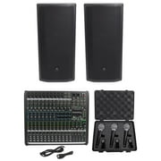 2) JBL Pro PRX835XW 15” 3-Way 1500w Active Speakers+Mackie Mixer+(3) Samson Mics