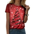 thumbnail image 2 of UngA Christmas Tshirts Shirts for Women Holiday Top Christmas Snowflakes Women Christmas Shirts (Watermelon Red,XXL), 2 of 5
