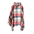 thumbnail image 2 of Women's Hooded Plaid Scarf Blanket Wrap Oversized Chunky Scarves Tartan Shawls Asymmetrical Fringe Scarf Cape, 2 of 2