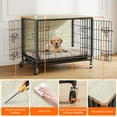 thumbnail image 4 of Yeshouse Jaula para perros grande de interior con ruedas, puertas dobles y bandeja extraíble, acero resistente, fácil de limpiar y montar, mesa auxiliar decorativa para el hogar, 4 of 8