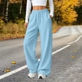 thumbnail image 2 of Sweat Pants for Womens Baeitkot Drawstring Elastic High Waist Side Line Wide Leg Athletic Trousers for Casual Gym Workout Daily Wear Light Blue L, 2 of 7
