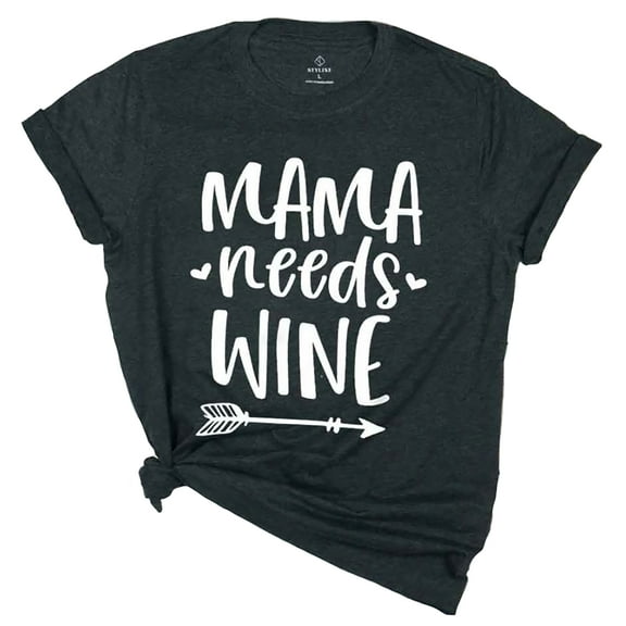 Blue Box Boutique Inc Charcoal Black "Mama Needs Wine" Shirt - Medium