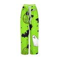 thumbnail image 5 of WXLWZYWL Halloween Pants for Women Women's Comfy Stretch Pants Casual Palazzo Sweatpants Bat Print Drawstring Wide Leg Pant Lounge Elastic Waist Sweatpant, 5 of 6
