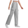 thumbnail image 6 of Kids Girl's Pants New Children Girls Cargo Sweatpants Athletic Pants Elastic Waist Drawstring Sports Trousers with Multi Pockets Cargo Jogger Pants for Girl Size 11 Years, 6 of 9