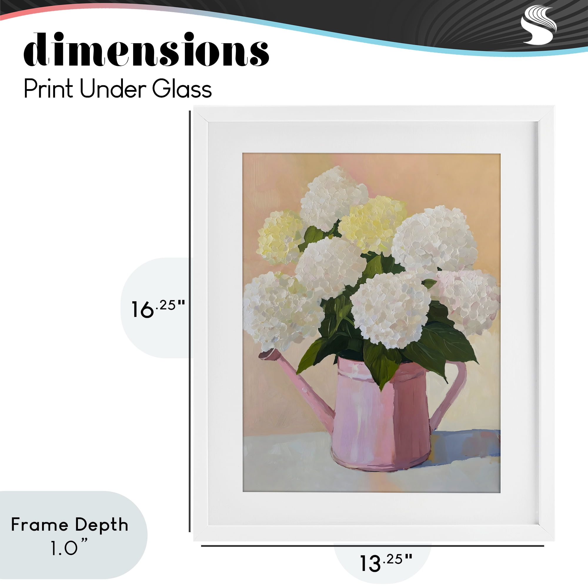 Stupell Industries Hydrangeas in Watering Can White Framed Print Under Glass, design by The Prints Vibe