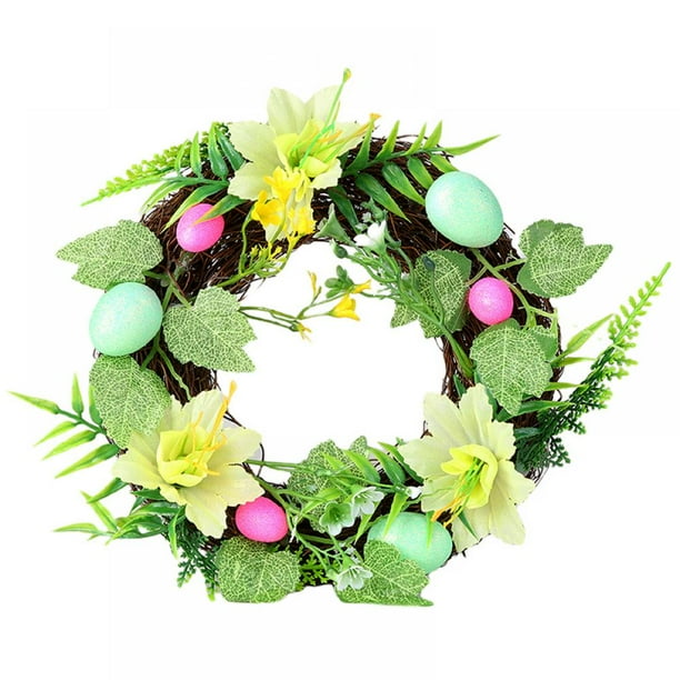 11 Inch Farmhouse Artificial Easter Wreath Spring Front Door Handcrafted Floral Wreath For Window Home Easter Decoration Walmart Com Walmart Com