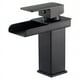 thumbnail image 1 of Grifo elegante con acabado negro mate, inspirado en el elegante diseño de caño en cascada de la naturaleza, estructura de elevación de un solo tipo, cuerpo de cobre para tocador de baño, 1 of 5