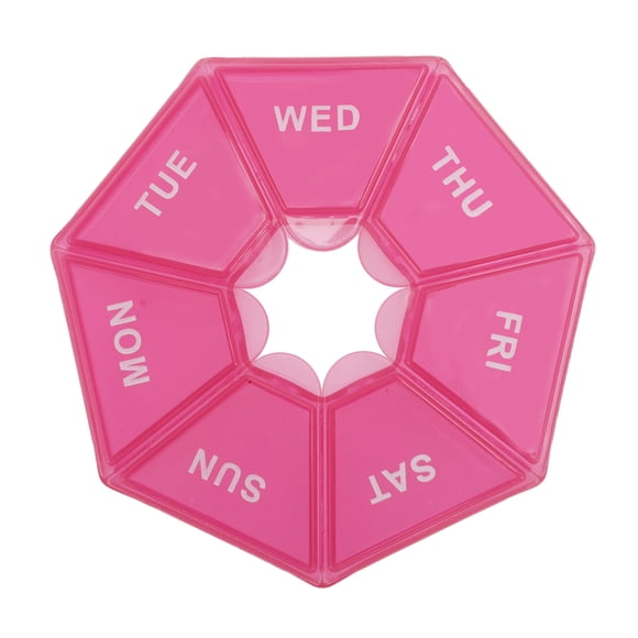 Unique Bargains 1 Pc Pill Case 7 Grid Polygonal Pill Box Rose Pink
