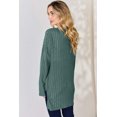 thumbnail image 4 of Basic Bae Ribbed Half Button High Low T Shirt Women’s Stylish Long Sleeve Casual Top, 4 of 10