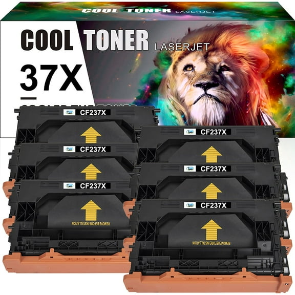 Cool Toner Compatible Toner for HP 37X CF237X for Laserjet Enterprise MFP M631 M632 M633 M607 M608 M609 (Black, 6 Pack)