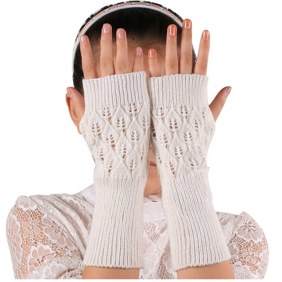 Women's Knitted Fingerless Mittens for Winter Warmth and Comfortable Arm Size:One Size
