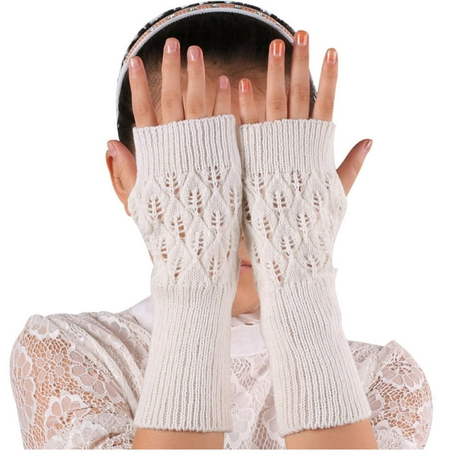 AWZXDE Womens Gloves Winter Solid Color Knitted Soft Fingerless Warm Mitten Keep Arm