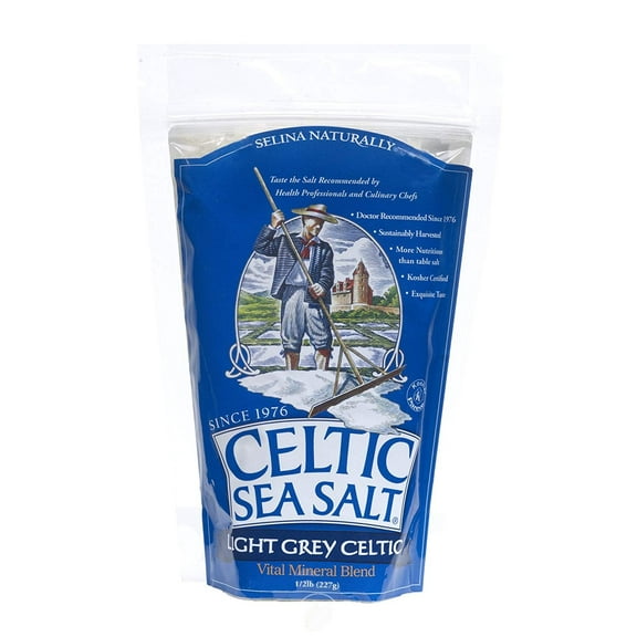 Celtic Sea Salt Light Grey Celtic Salt 1/2 Lb Resealable Bag 8 Ounce, Pack of 2