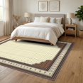 thumbnail image 3 of ODIKA 6'x9' Ultra-Soft Area Rug, Spotted Tricolor Patchwork Interlocking Border Abstract Inspired None Washable, Bare feet friendly, Silk-Touch for Guest Room, Bedroom, 3 of 7
