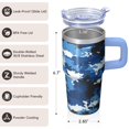 thumbnail image 3 of Stainless Steel 20oz Geometric Texture Travel Mug with Handle, Double Wall Insulated Coffee Tumbler Leak Proof Straw, 3 of 5