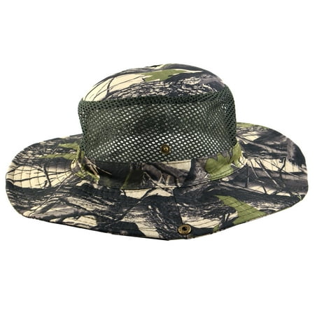 Men Summer Wide Brim Western Style Camouflage Mesh Cap Net Sunhat Cowboy Hat #5