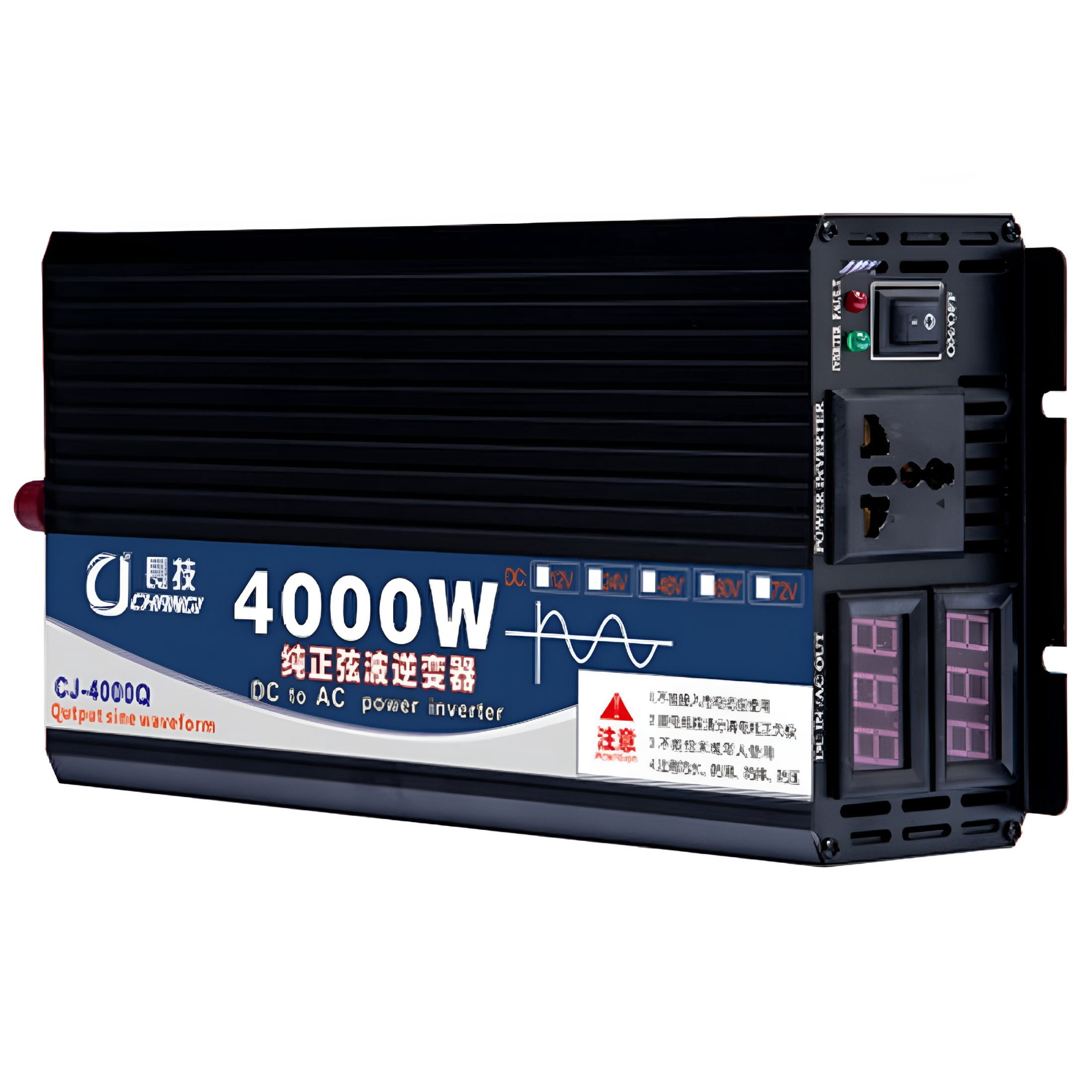 GJX Pure Sine Wave Inverter 1600W 2200W 2600W 3000W 4000W 5000W 6000W 7000w 8000w 12V/24V 48V 60V To 110/220 Voltage Power Converter USB Solar Inverter, Portable Design