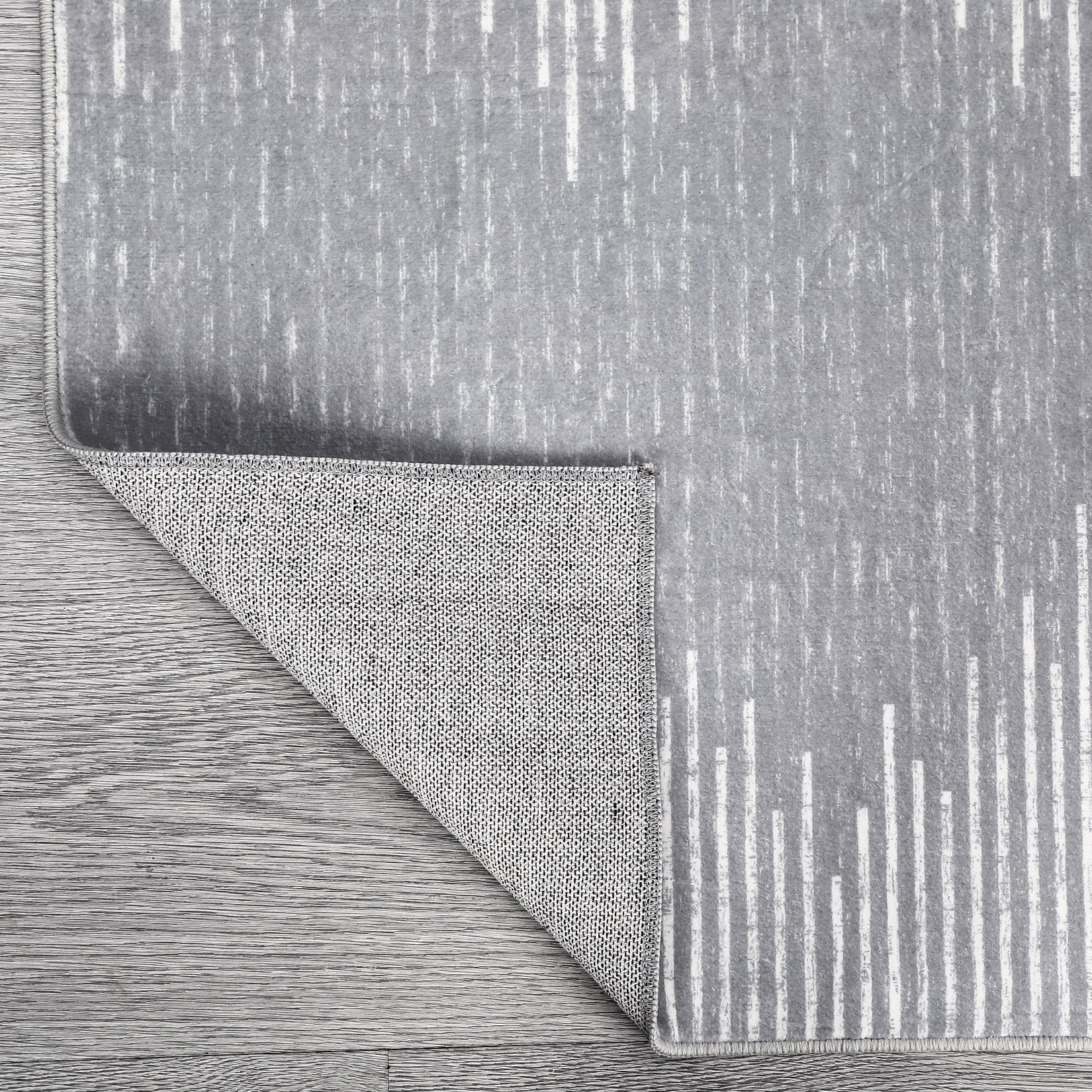 GlowSol 5' x 7' Washable Rug Geometric Striped Area Rug Soft Non Slip Low Pile Stain Resistant Carpet for Living Room Bedroom, Gray