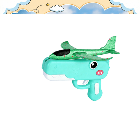 Airplane Launcher Toy, Foam Glider Plane, 2 Flight Modes, Cool Outdoor Play Toys, Easter Gifts for 4-12 Year Old Boys Girls Green
