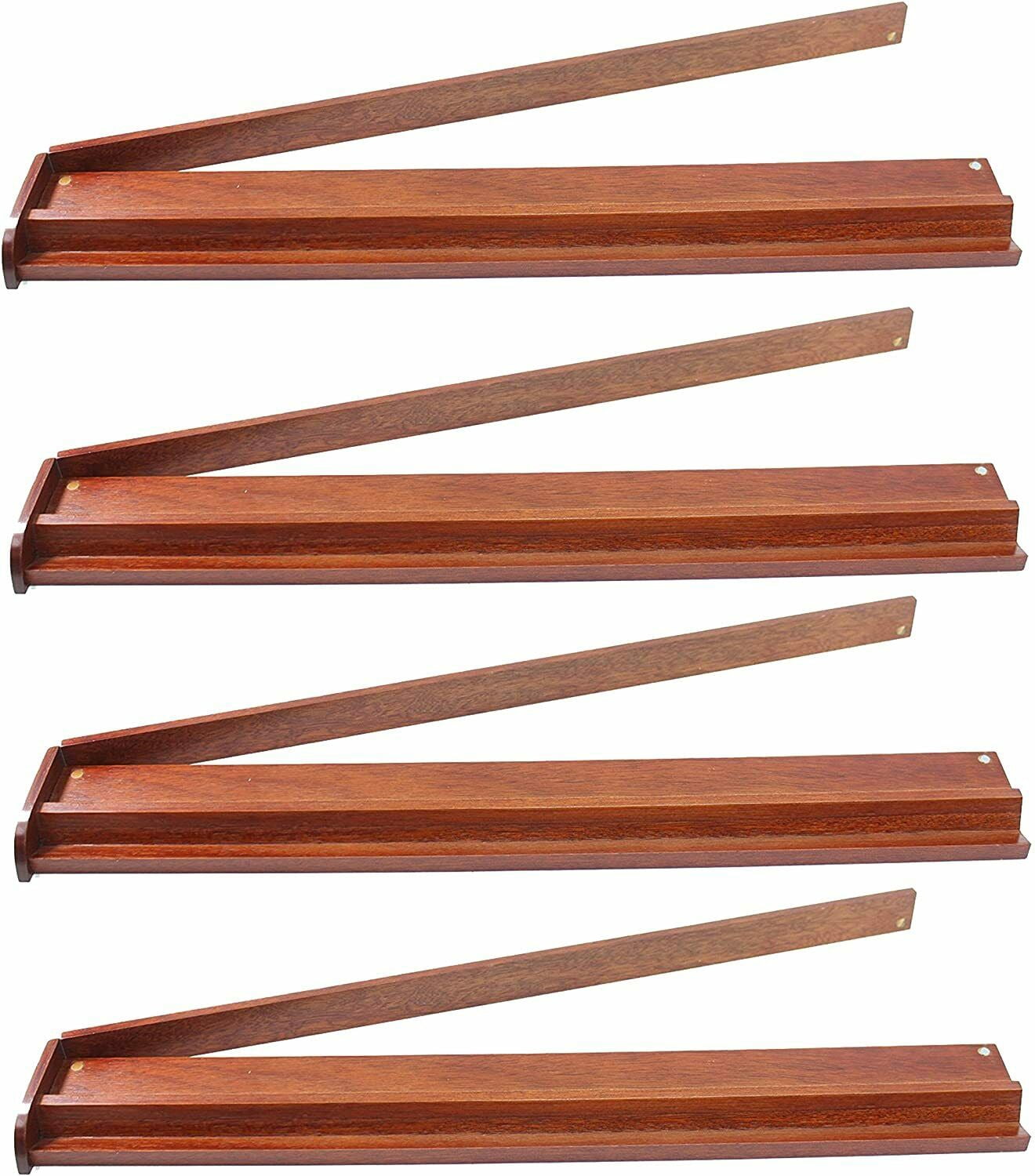 MTPC-2 Set of 4 18" Natural Color Wooden American Mahjong Racks with Attachable Pushers