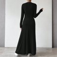 thumbnail image 4 of Knitted Maxi Dress Women Elegant Party Autumn Winter O Neck Long Sleeves Sexy Slim Long Dresses Casual Holiday Street Dress Elegant Party Dresses 2025 Black L, 4 of 5