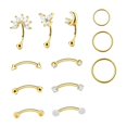 thumbnail image 4 of Juego de 12 piezas de pendientes Rook para decorar múltiples perforaciones, joyería para aniversario Color dorado, 4 of 8