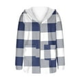 thumbnail image 5 of UVEASISHA Plaid Flannel Jacket Women Hooded Fleece Lined Winter Coats Trendy Full Zip Warm Sweatshirt Jackets Comfy Plush Hoodie Coat with Pockets Blue M, 5 of 6