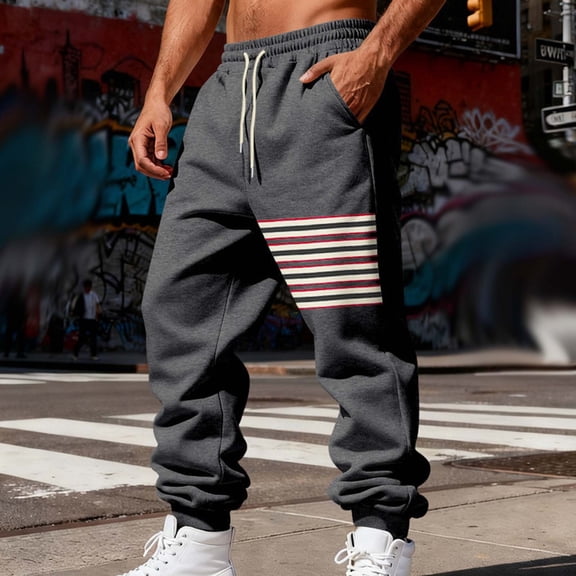 DPTALR Men's Solid Color Athletic Work Pants Loose Fit,Elastic-Waist Drawstring & Pockets,Sporty Texture,Dark Gray,Size XXXL