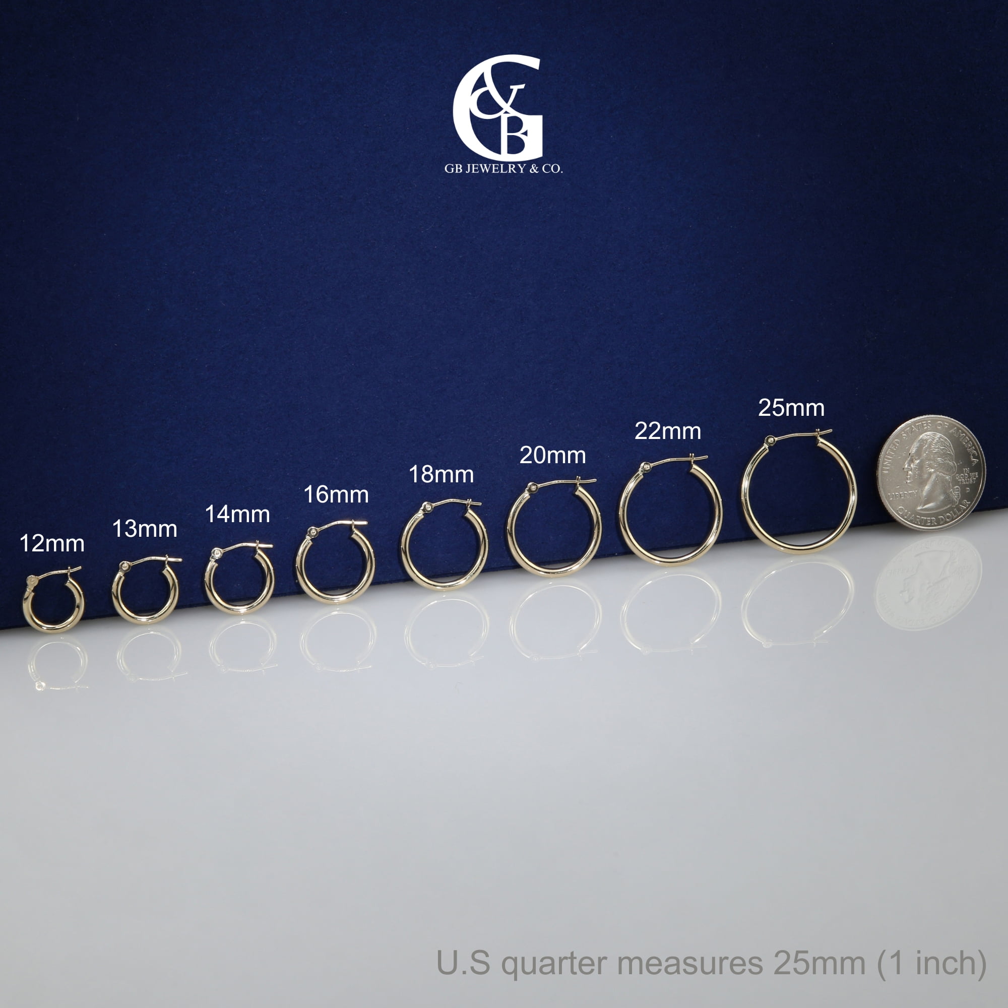 14K Yellow Gold Classic Round Hoop Earrings | 25mm | Everyday Hoop Earrings | Great for Women and Men | GB Jewelry & Co.