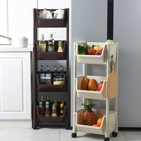 Kitchen Storage Shelf with Wheels Multi-function Storage Multi-function ...