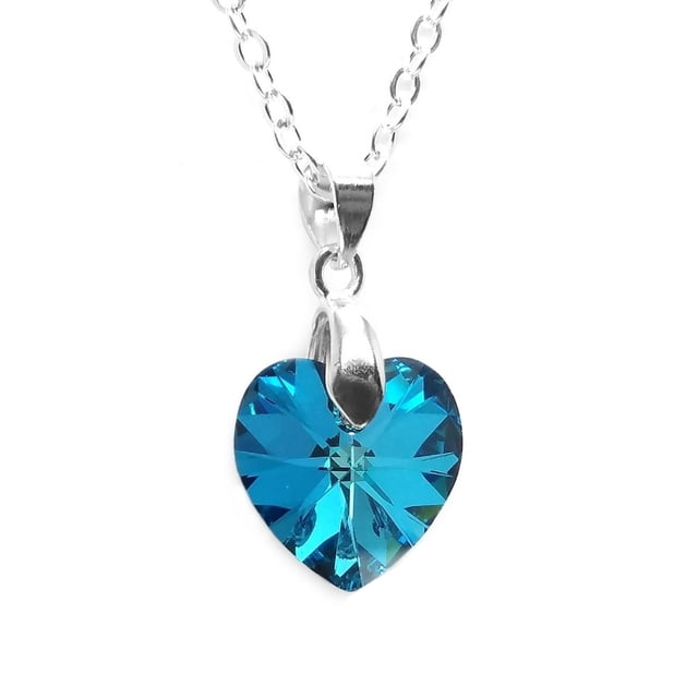Collar Zvezda Heart color Bermuda Blue plata .925 Zvezda ZCO-HEAR14-BB