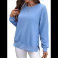 thumbnail image 2 of Sudaderas de Gran Tamaño para Mujer, Sudaderas de Larga, Camisetas con Abertura Lateral, Tops, Conjuntos para Adolescentes. Azul L, 2 of 10