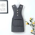 thumbnail image 3 of LCXmlly Kitchen Apron Cooking Apron Sleeveless Oilproof Zipper Pocket Western Style Lapel Plaid Pattern, 3 of 6