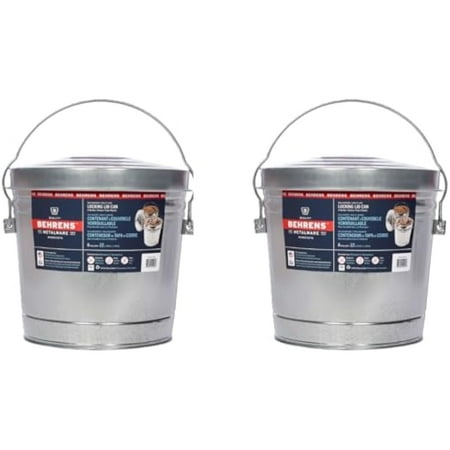 Galvanized Steel Storage Can & Waste Bin - 6-Gallon 2-Pack with Locking Lid & Handle, Rustproof Leakproof for Kitchen Cleanup, Heavy-Duty Waste Container