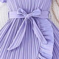 thumbnail image 7 of FAOWME Girls Summer Striped Flutter Sleeve Dress With Ruffled Hem & Adjustable Waist Belt Casual Round Neck Beachwear Purple 3-4 Years, 7 of 7