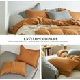 thumbnail image 4 of Simple&Opulence 100% Linen Duvet Cover Set 3pcs Natural French Basic Style Washed Flax Solid Color Breathable Soft Farmhouse Bedding with Button Closure (Rust, King), 4 of 7